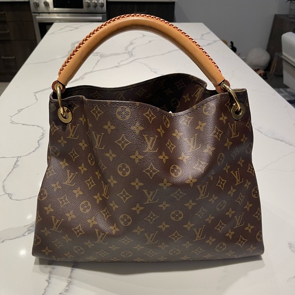 AUTHENTIC LOUIS VUITTON ARTSY MM leather brown hobo shoulder bag 2 way 